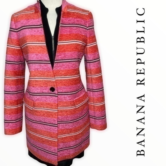 Banana Republic fuchsia orange stripe Adrianne Naval collaboration - Picture 3 of 17
